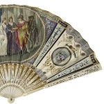 Hand-painted fan depicting the marriage scene from Henry V. [England: 18th century?]