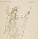 Robertson, W. Graham, artist. Costume illustration for Titania for the Daly production of Midsummer Night's Dream. [1895?].