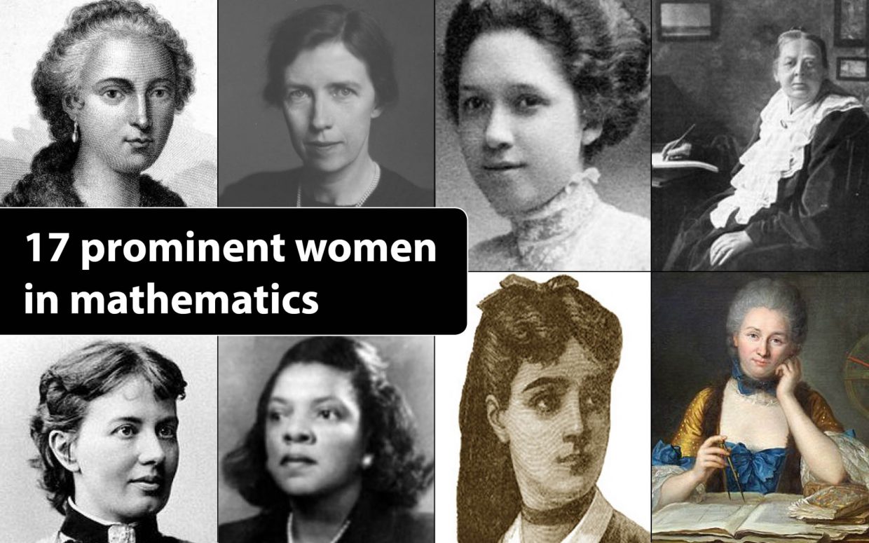 Text: Prominent Women in Mathematics against images of 8 mathematicans