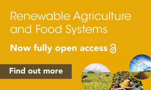 Renewable Agriculture and Food Systems is now fully open access