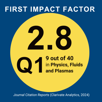 FLOW 1st impact factor: 2.8 9 out of 40 in physics, fluids and plasmas