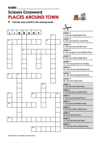 5 elementary ESL activities using only a crossword and a pair of