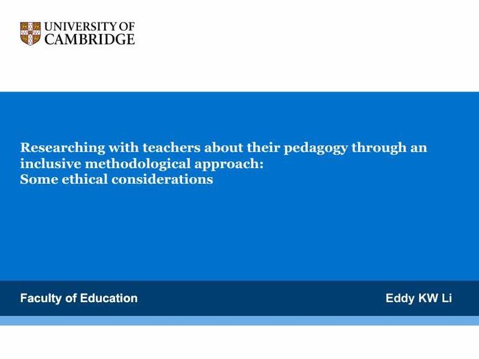 Researching with teachers about their pedagogy through an inclusive ...