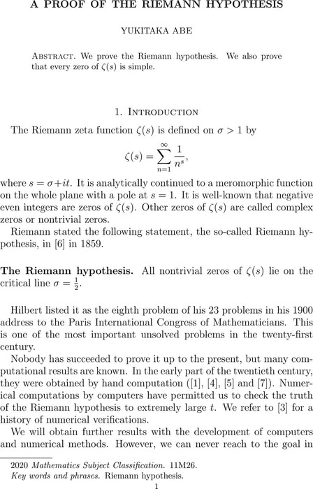 riemann hypothesis article