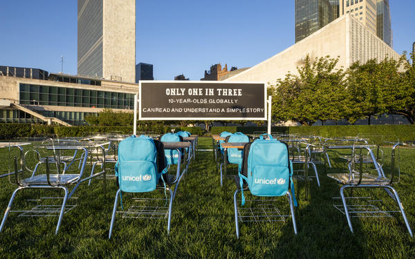 School chair art installation