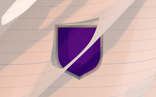 illustration of purple Cambridge shield on paper